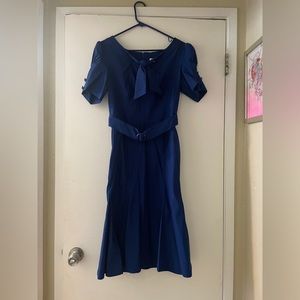 Blue form fitting dress 1940s/1950s style